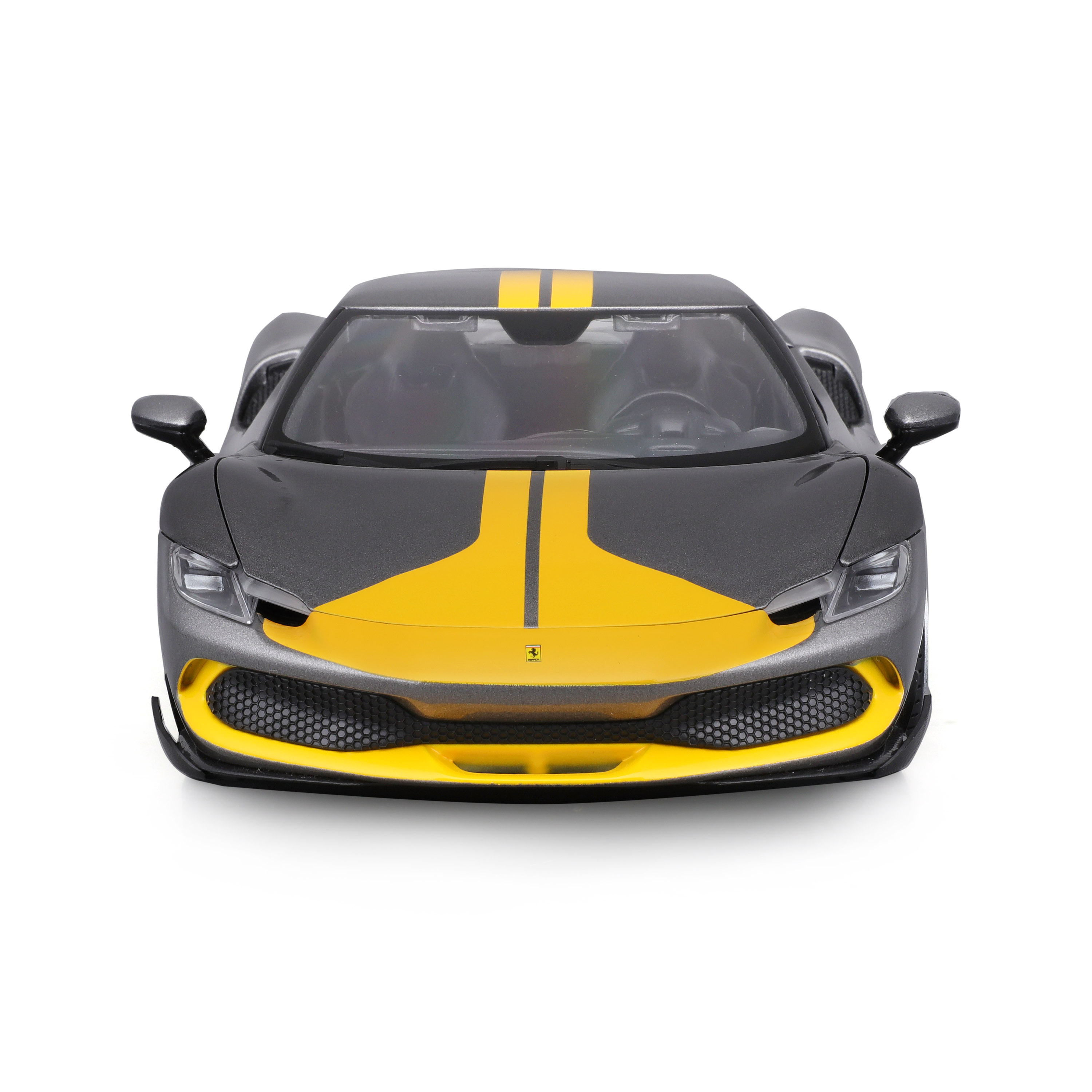Ferrari 296GTB Maßstab 1:18) (grau/gelb, BBURAGO Assetto Spielzeugauto Fiorano