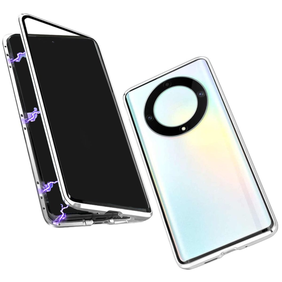 WIGENTO Beidseitiger 360 Grad Full 5 Lite, Cover, Metall / Magic Honor, Hülle, Transparent Silber Magnet