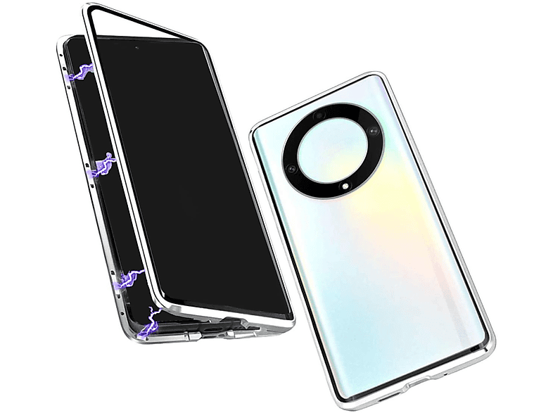 Transparent Metall Honor, 5 / Beidseitiger Lite, Magnet WIGENTO Grad Cover, Hülle, Magic Silber 360 Full
