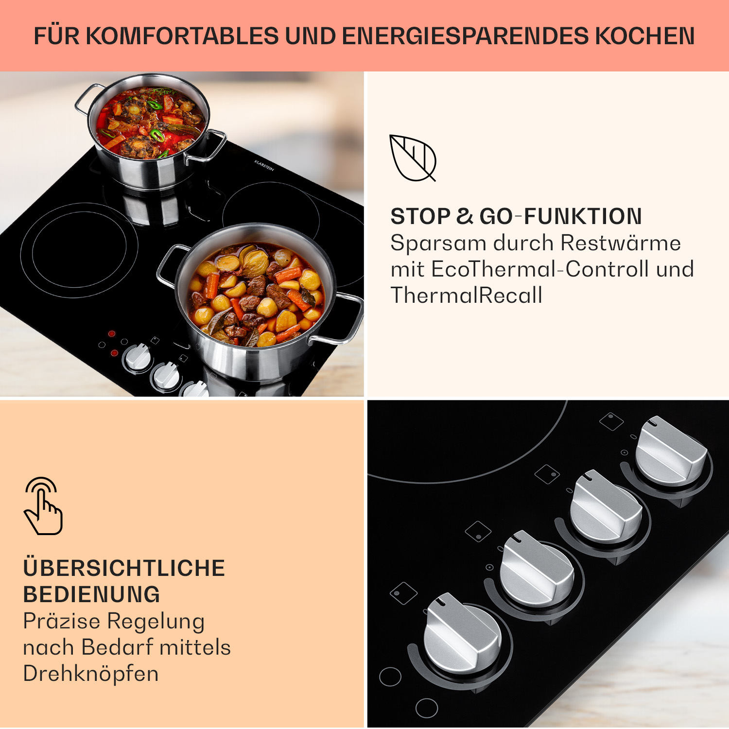 KLARSTEIN EasyCook Kochfeld (58 4 breit, Kochfelder) cm