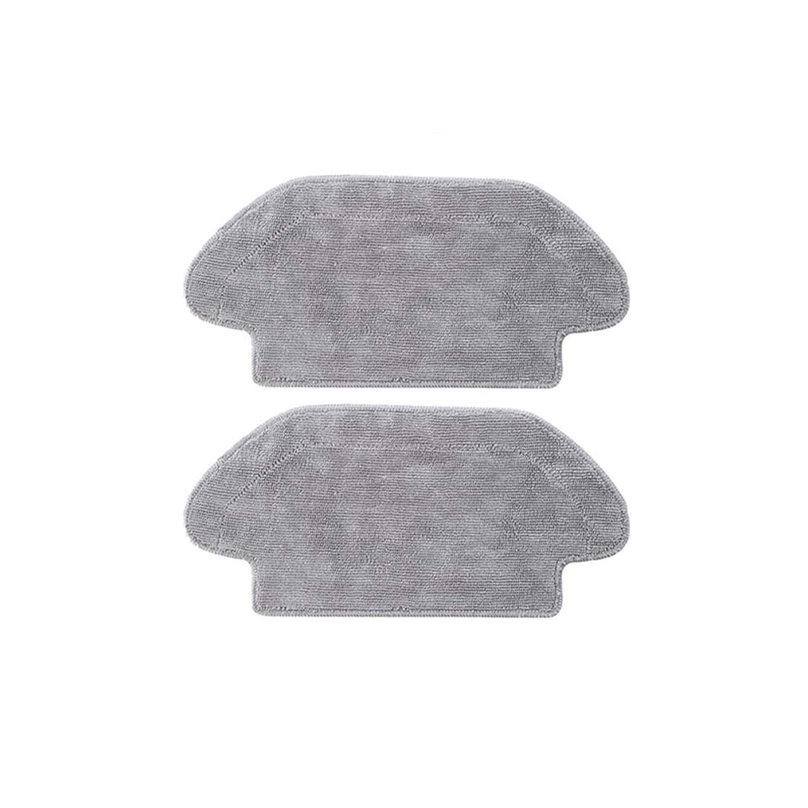 Twee grijze, halfronde dweilpads voor robotstofzuigers op een witte achtergrond.