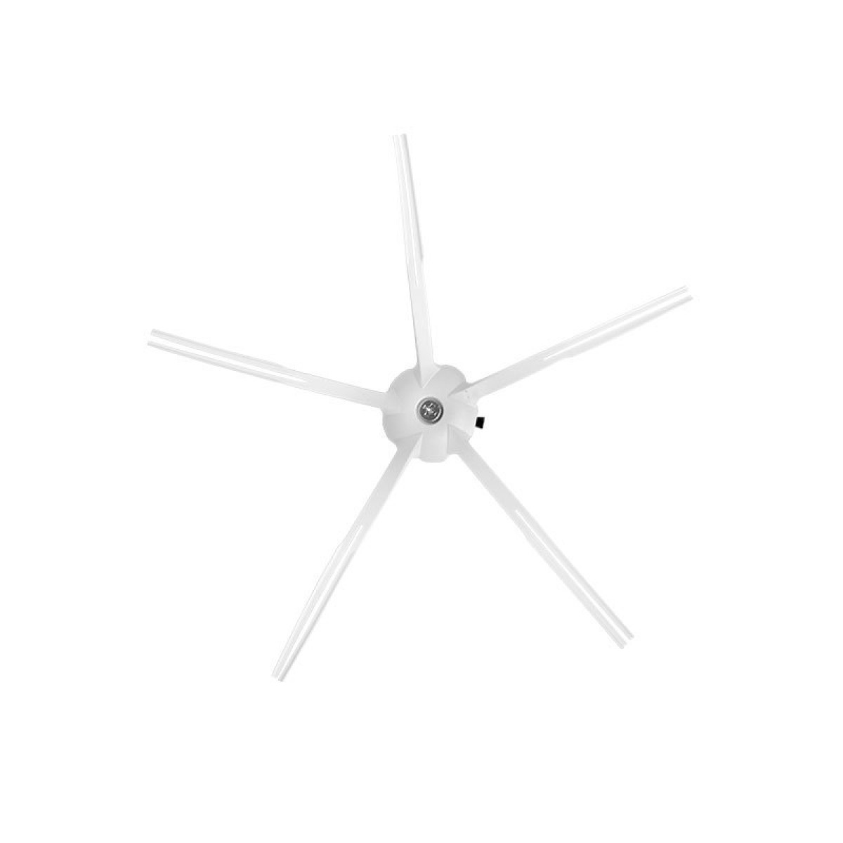 Biała szczotka do robota sprzątającego z pięcioma ramionami, na białym tle.