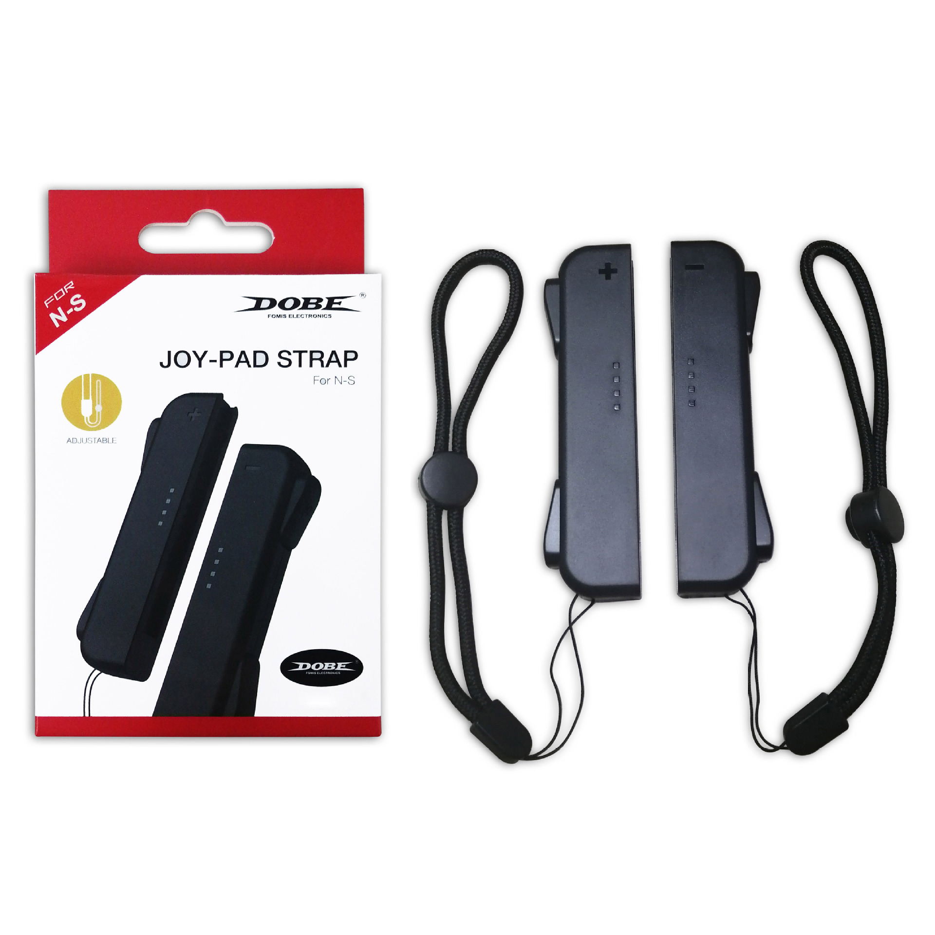 Schwarzes Joy-Pad-Gurt-Set in der Box. Gurte und Griff mit einer schwarz-roten Box.