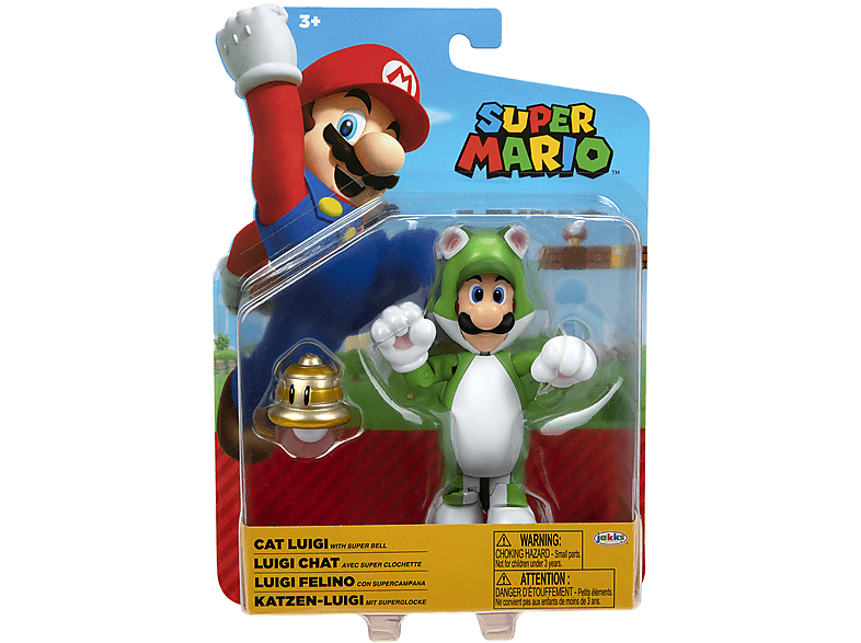 SUPER MARIO Nintendo Super Mario Figur Cat Luigi with Superball, 10 cm Spielware