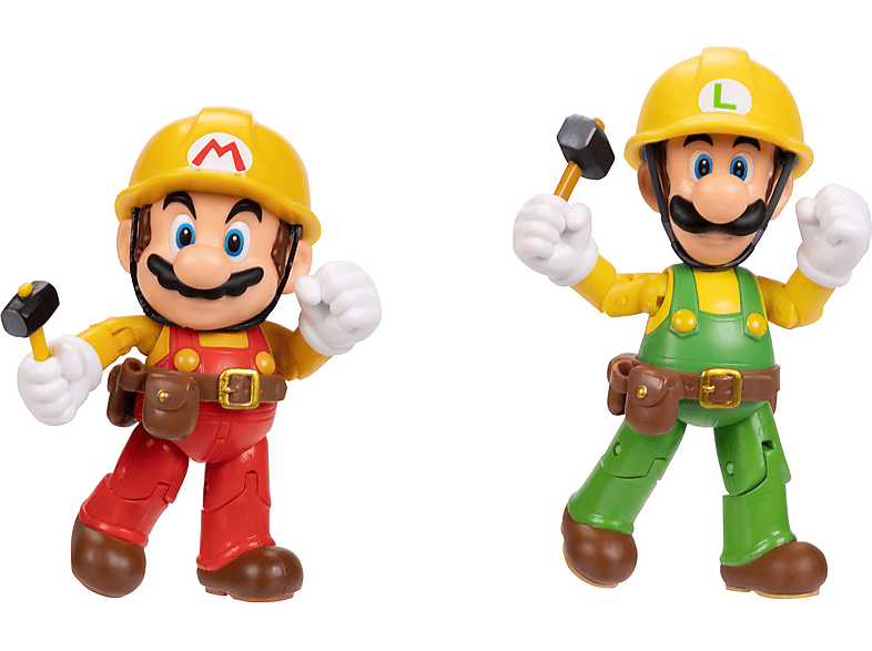 SUPER MARIO Nintendo Super Mario Figuren 2er-Pack: Mario Maker & Luigi Maker, 10cm Spielware