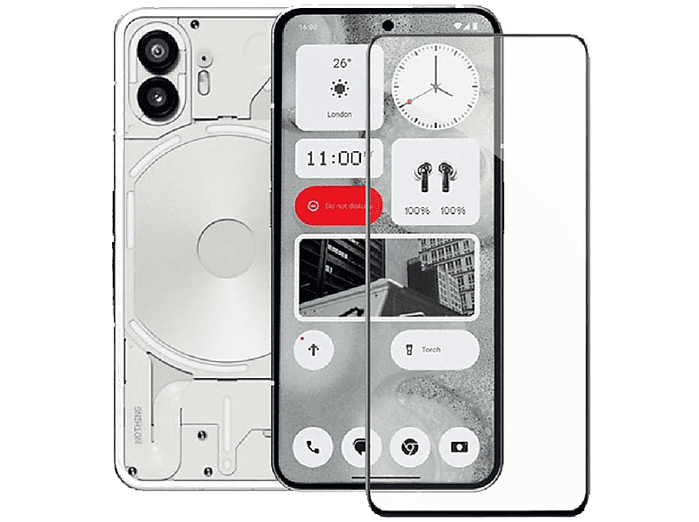 WIGENTO 2x Display H9 Full Hart Glas Panzer Folie Schutzglas(für Nothing Phone Nothing Phone 2) | Schutzfolien & Schutzgläser