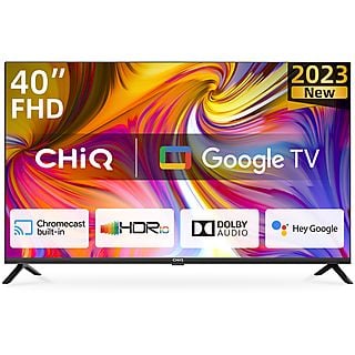 TV LED 40" - CHIQ L40H7G, Google TV, HDR10, Sin Marco, Full-HD, Quad-Core, Smart TV, DVB-T2 (H.265), Negro