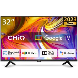 TV LED 32" - CHIQ L32H7G, Google TV, Diseño sin bordes, HDR10/HLG, WiFi Dual Band, Google Assistant, HD, Quad-Core, Smart TV, DVB-T2 (H.265), Negro