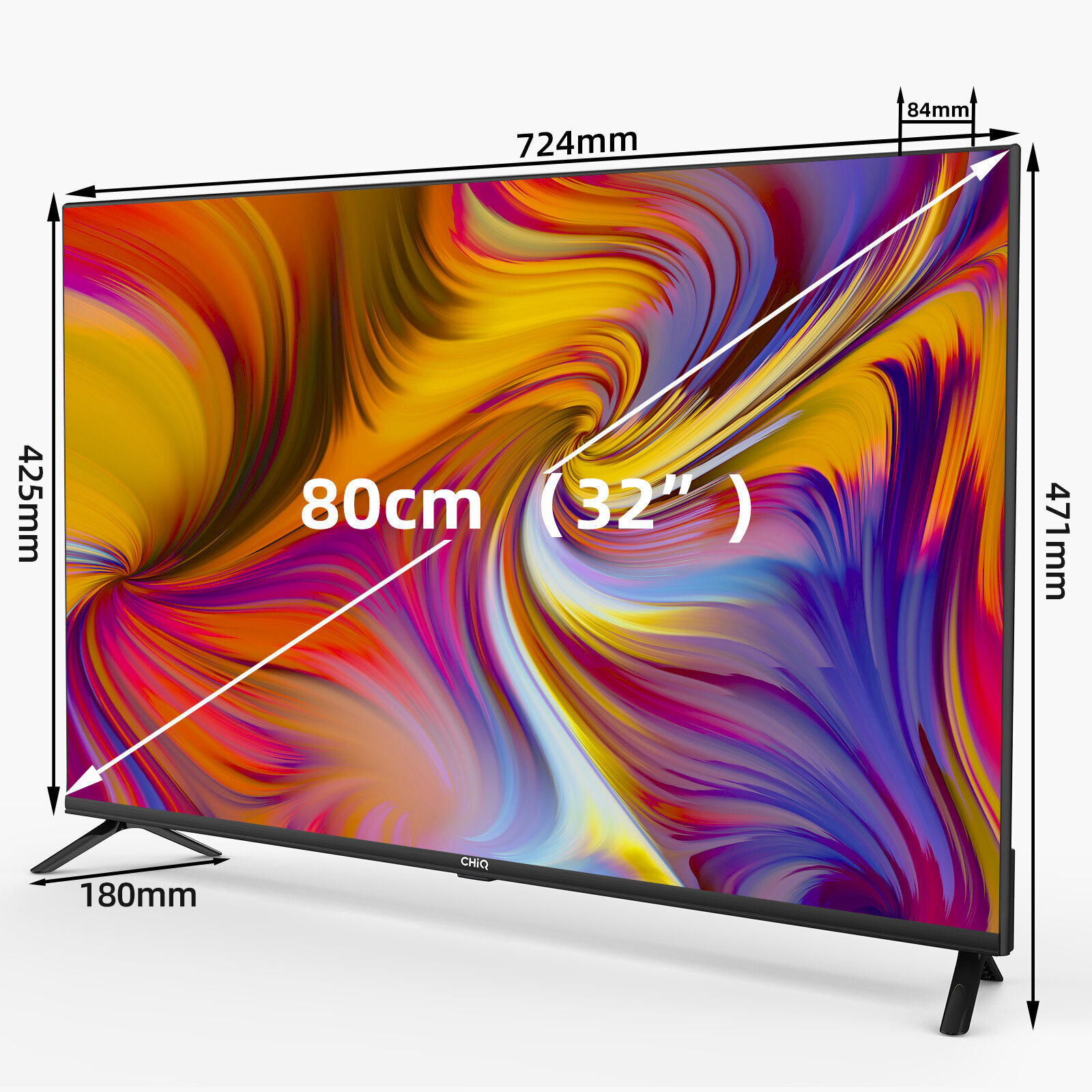 SMART cm, HD, TV) / Zoll (Flat, 32 TV, LED Google 80 L32H7G TV CHIQ