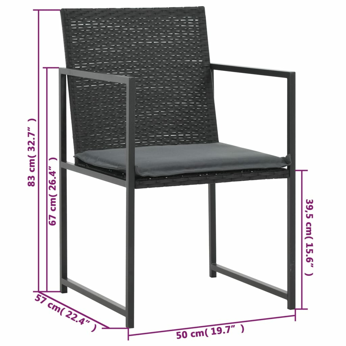 Gartentisch- Stuhlset, VIDAXL und 44443 Schwarz