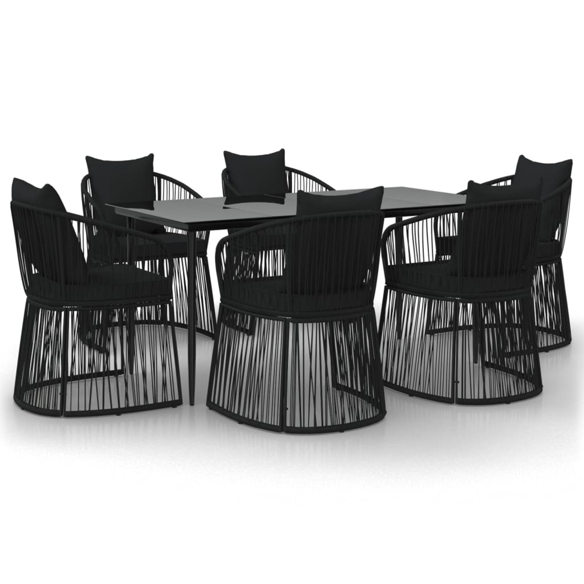 Gartentisch- Stuhlset, VIDAXL 3156565 und Schwarz