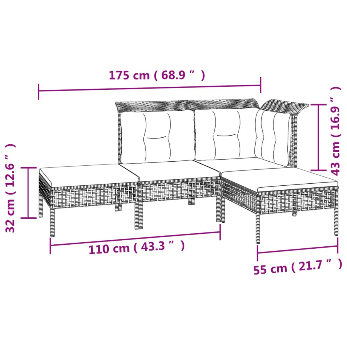 VIDAXL 3187551 Stuhlset, Gartentisch- und Grau
