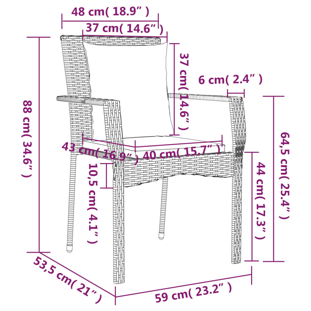 Schwarz Gartentisch- Stuhlset, 3185112 und VIDAXL