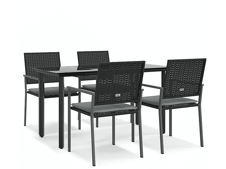 Schwarz Gartentisch- und Stuhlset, VIDAXL 3187021