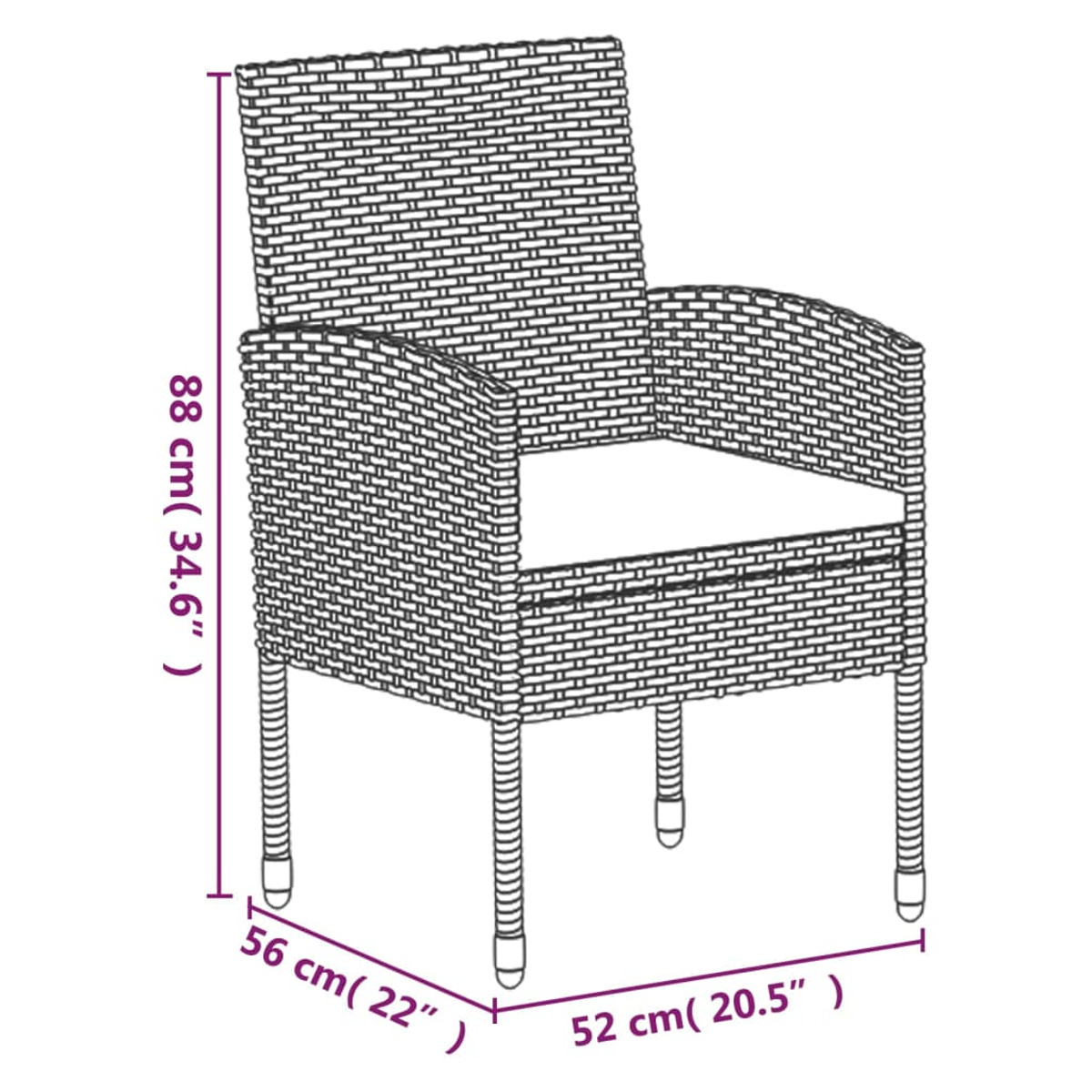 VIDAXL 3156778 Gartentisch- und Schwarz Stuhlset