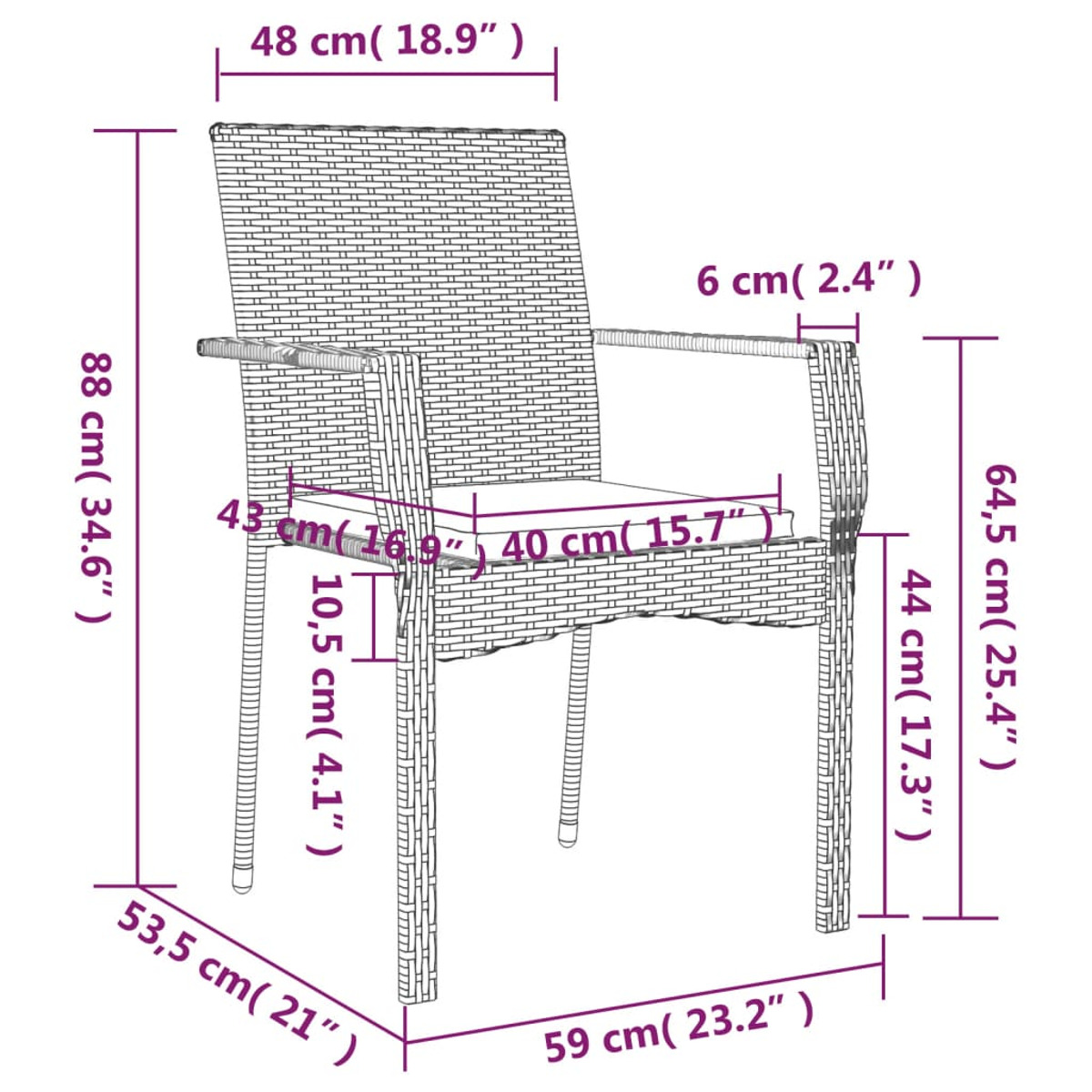 Gartentisch- Stuhlset, 3185129 und Grau VIDAXL