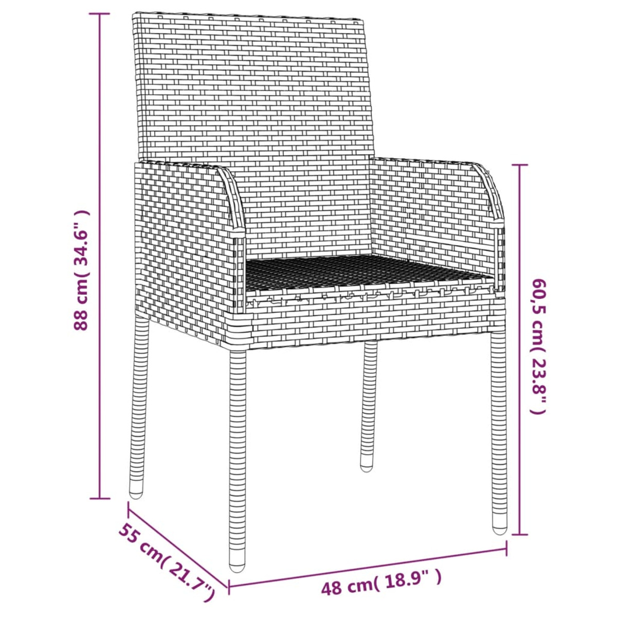 Gartentisch- Stuhlset, VIDAXL 3185021 und Grau