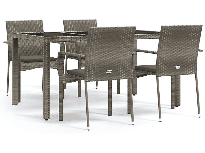 VIDAXL 3184983 Gartentisch- und Stuhlset, Grau | Gartenmöbel Sets
