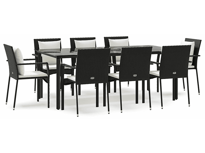 Schwarz Gartentisch- Stuhlset, 3185112 und VIDAXL