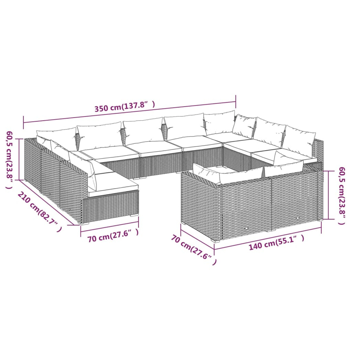 VIDAXL 3102078 Gartentisch- und Stuhlset, Grau