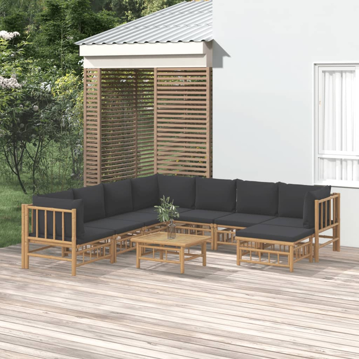 VIDAXL 3155228 Gartentisch- und Grau Stuhlset