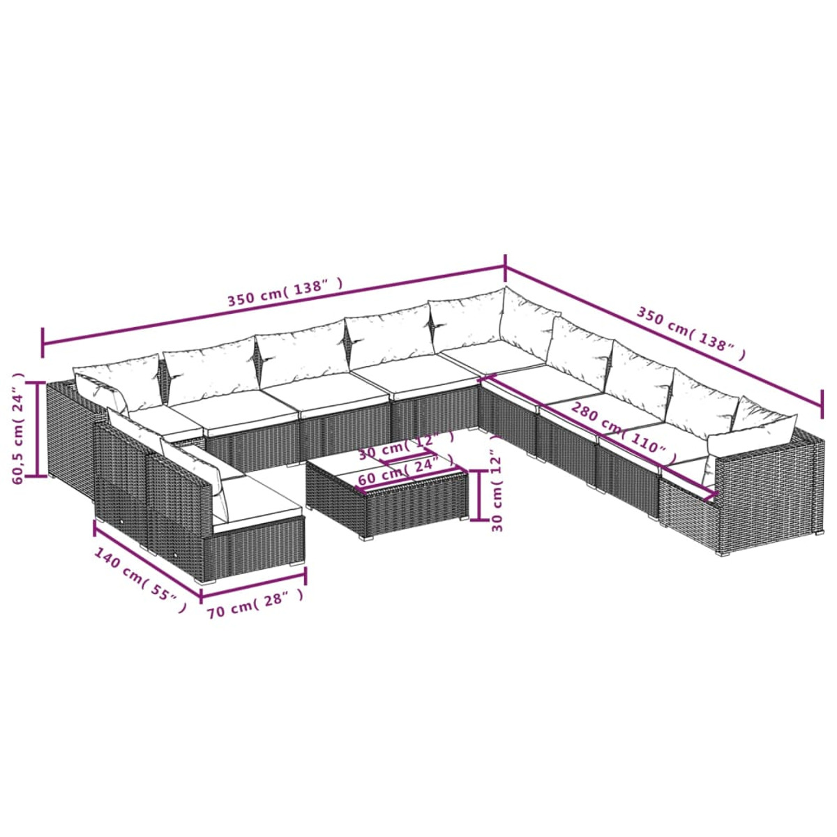 und Stuhlset, Braun 3102460 Gartentisch- VIDAXL