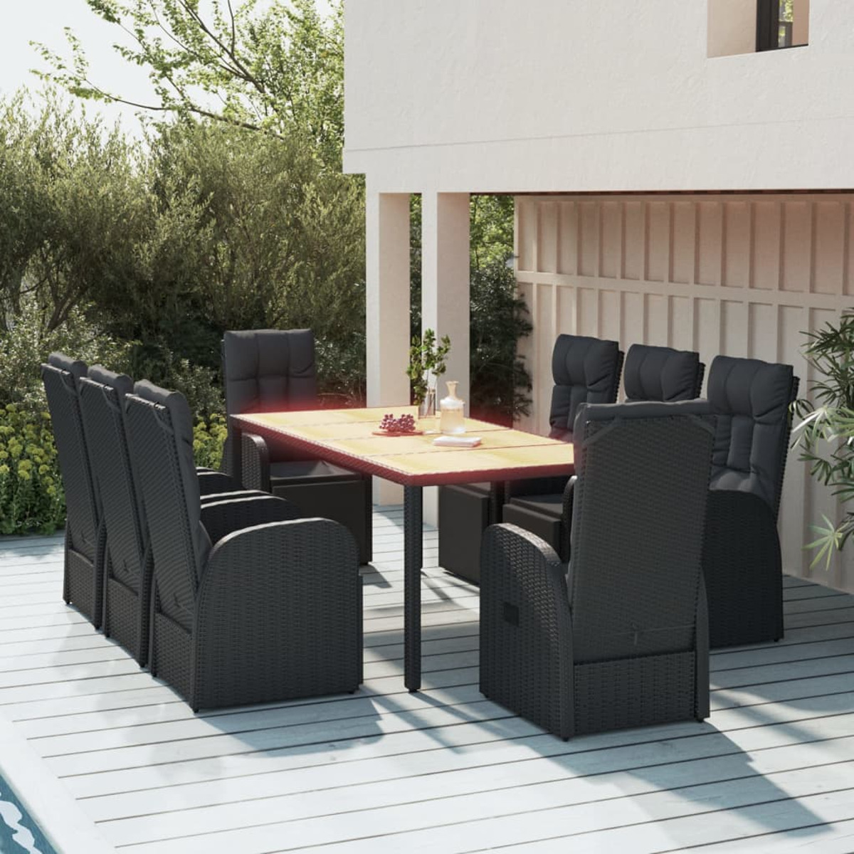 Gartentisch- und 3157611 VIDAXL Stuhlset, Schwarz