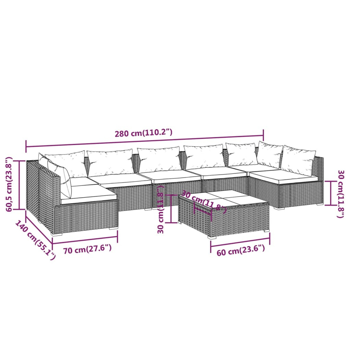 Gartentisch- und VIDAXL Schwarz 3101897 Stuhlset,