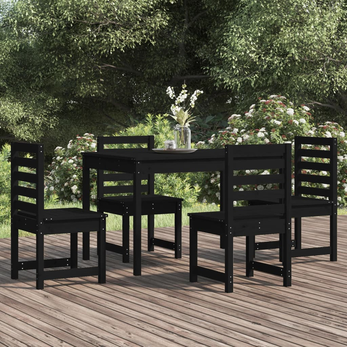 VIDAXL 3154687 Gartentisch- und Stuhlset, Schwarz