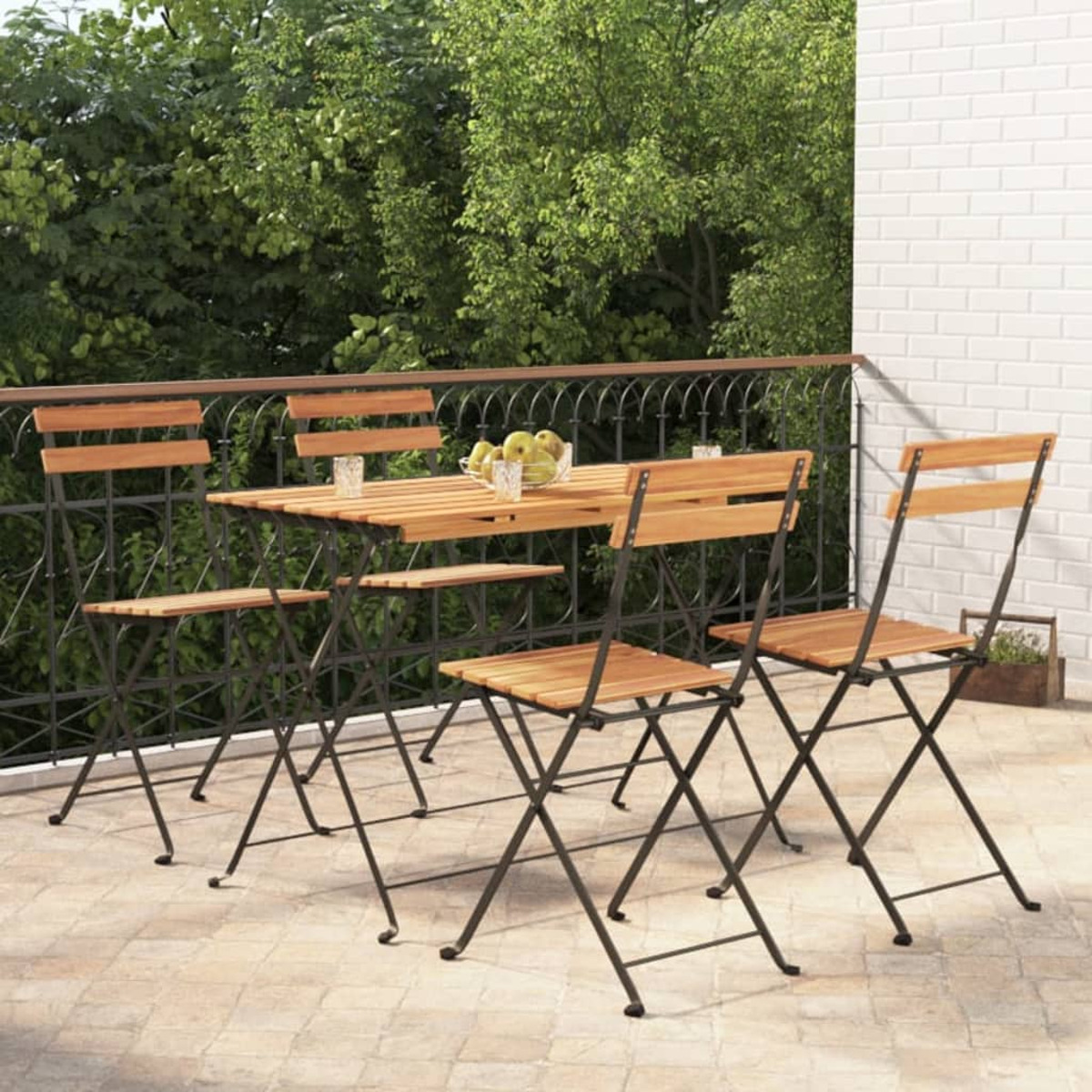 VIDAXL 3152098 Gartentisch- und Braun Stuhlset