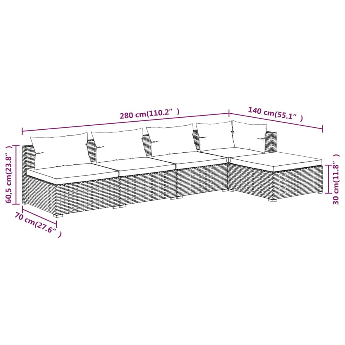 VIDAXL 3101623 Gartentisch- Schwarz Stuhlset, und