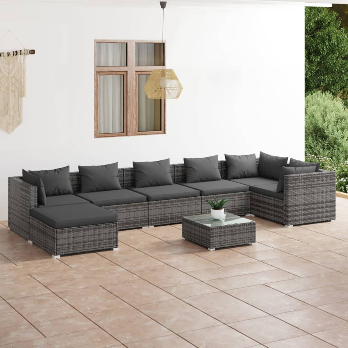 Grau Stuhlset, Gartentisch- und 3101845 VIDAXL