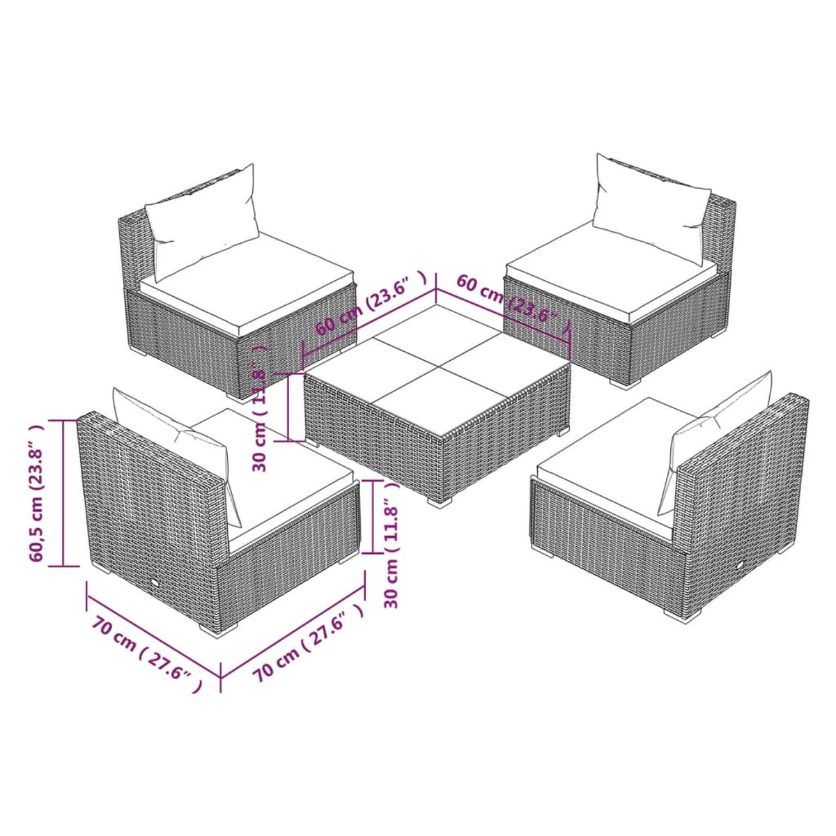 VIDAXL 3101522 Gartentisch- und Stuhlset, Braun