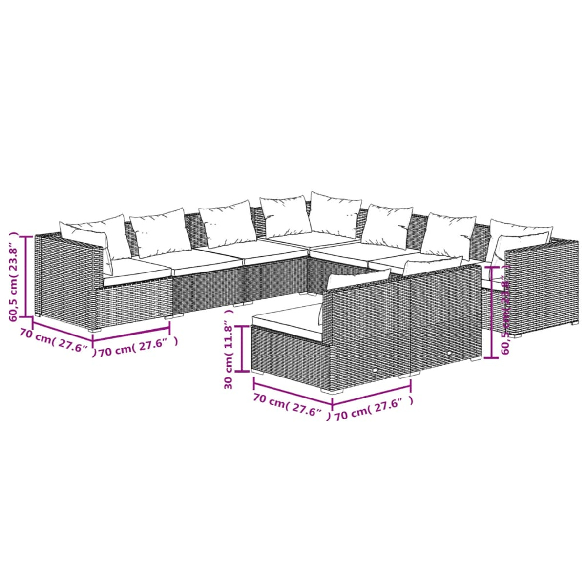 3102416 Gartentisch- Stuhlset, und VIDAXL Schwarz