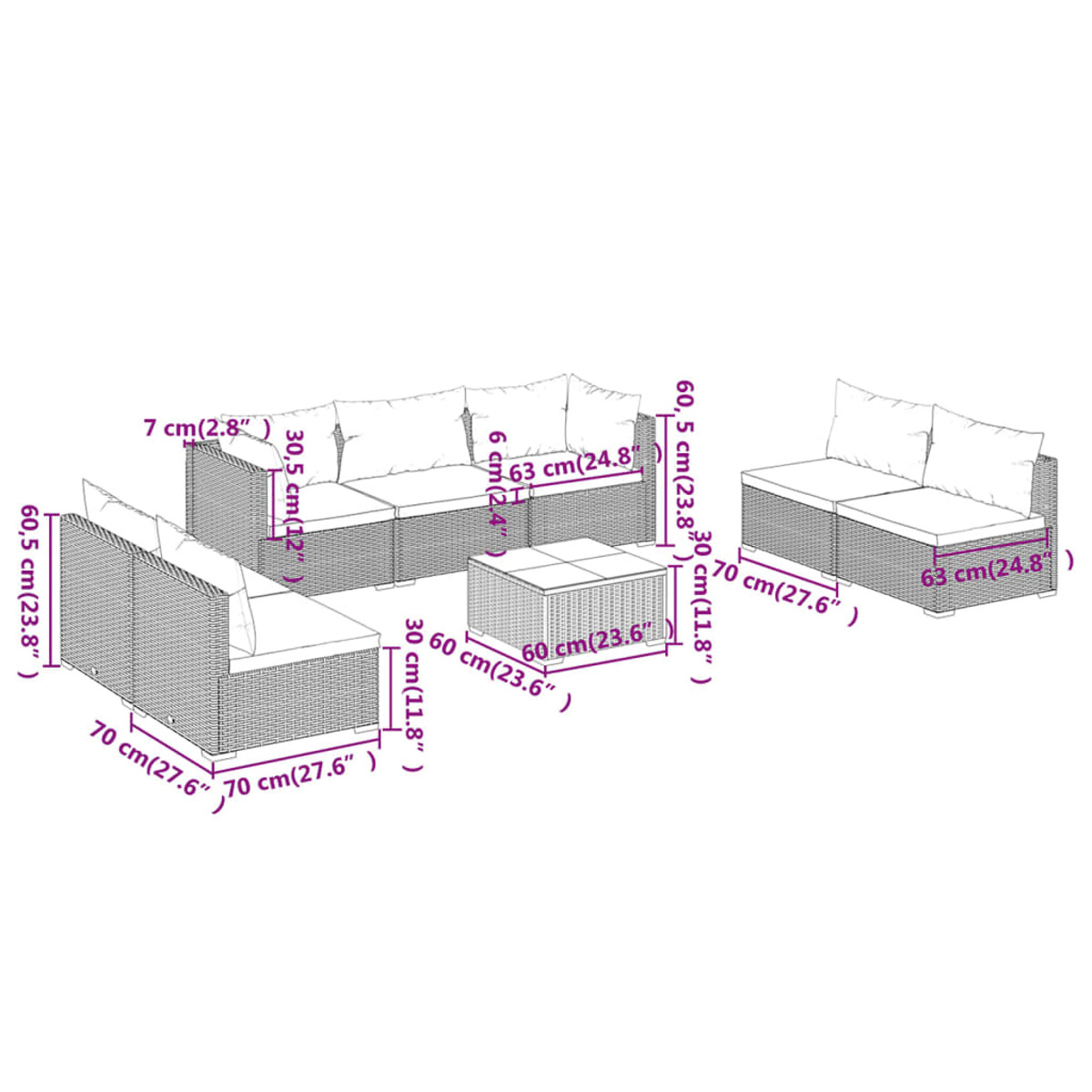 3102246 VIDAXL Gartentisch- Stuhlset, Grau und