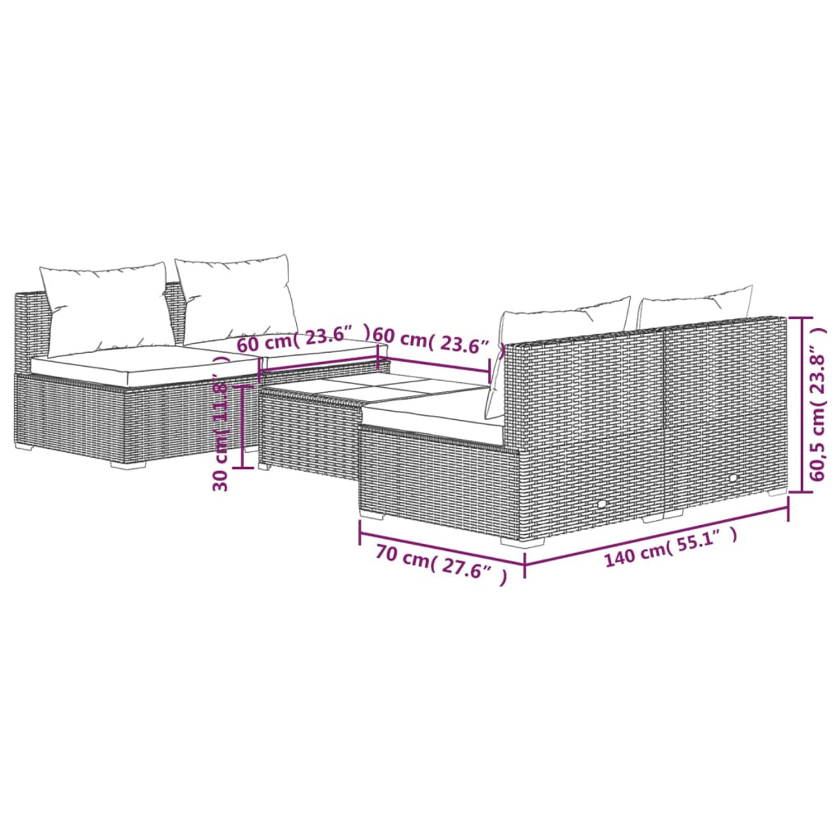 Schwarz Stuhlset, 3101440 Gartentisch- VIDAXL und