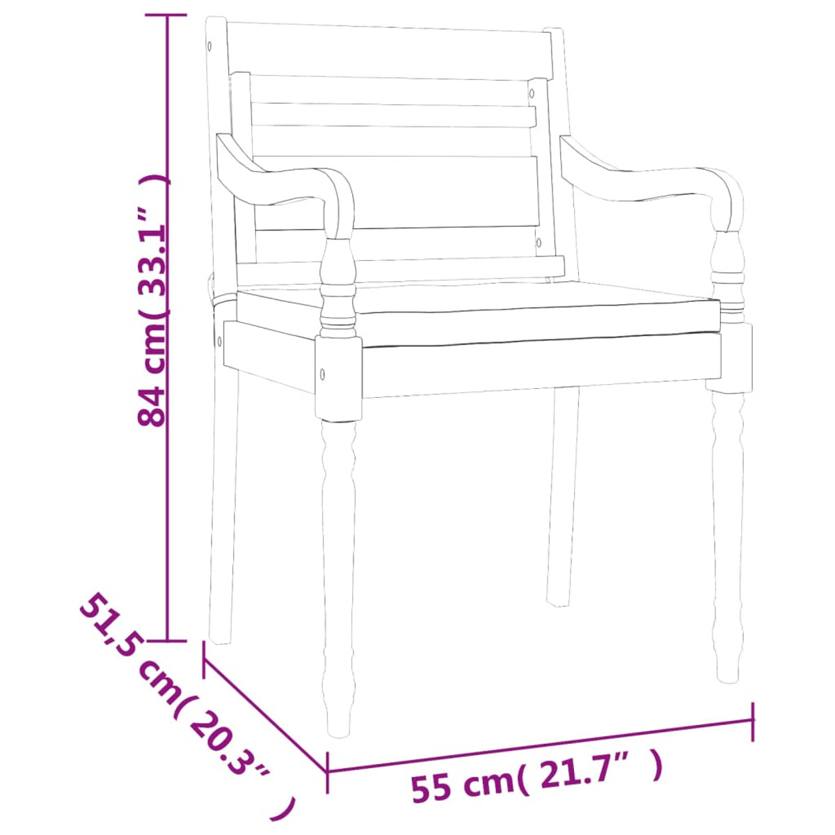 Gartentisch- Stuhlset, und Weiß VIDAXL 3100789