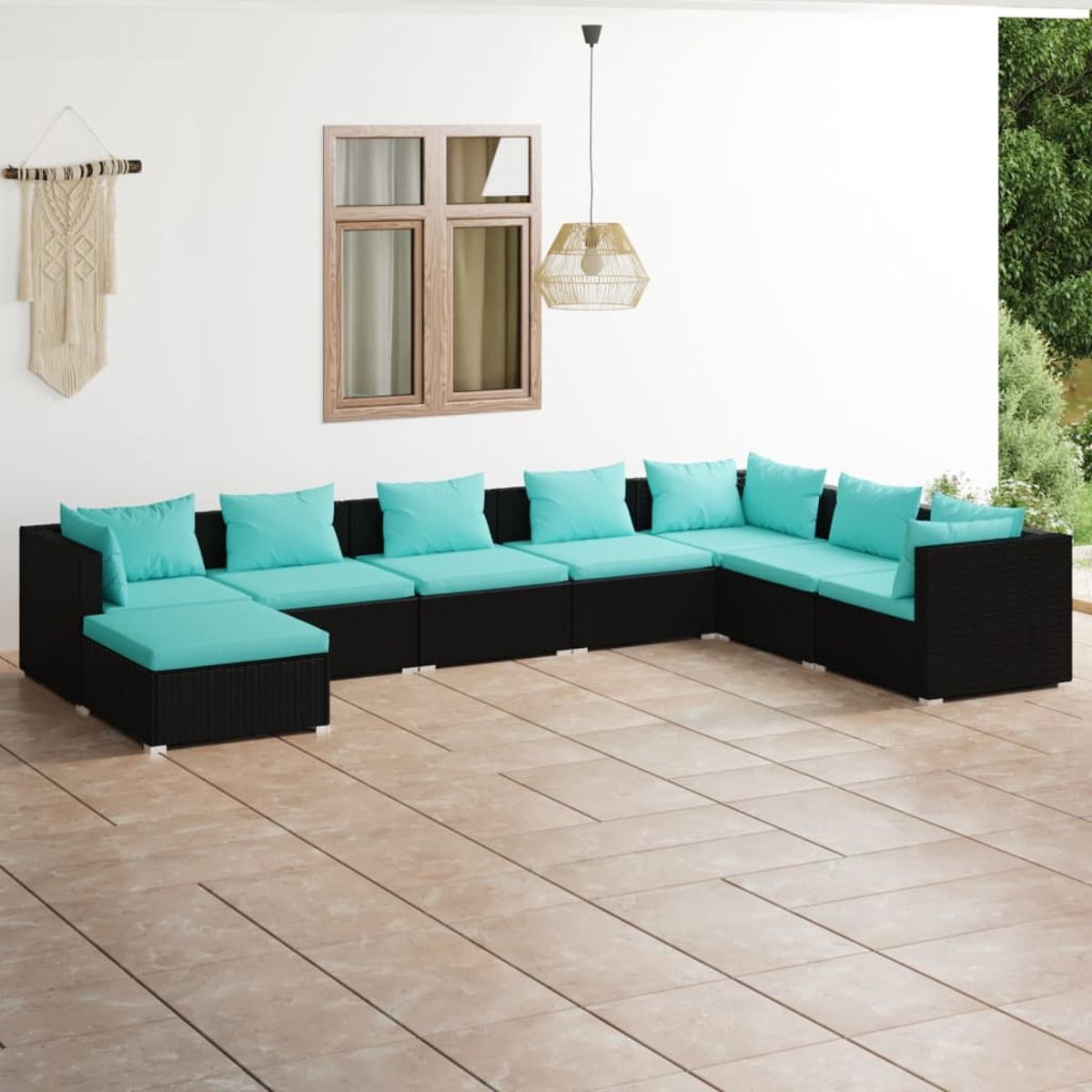 VIDAXL 3101857 Gartentisch- und Stuhlset, Schwarz