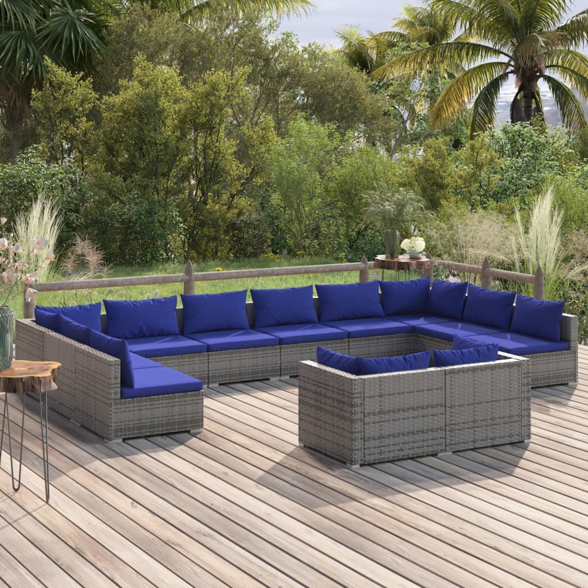 VIDAXL 3102094 Gartentisch- Grau und Stuhlset