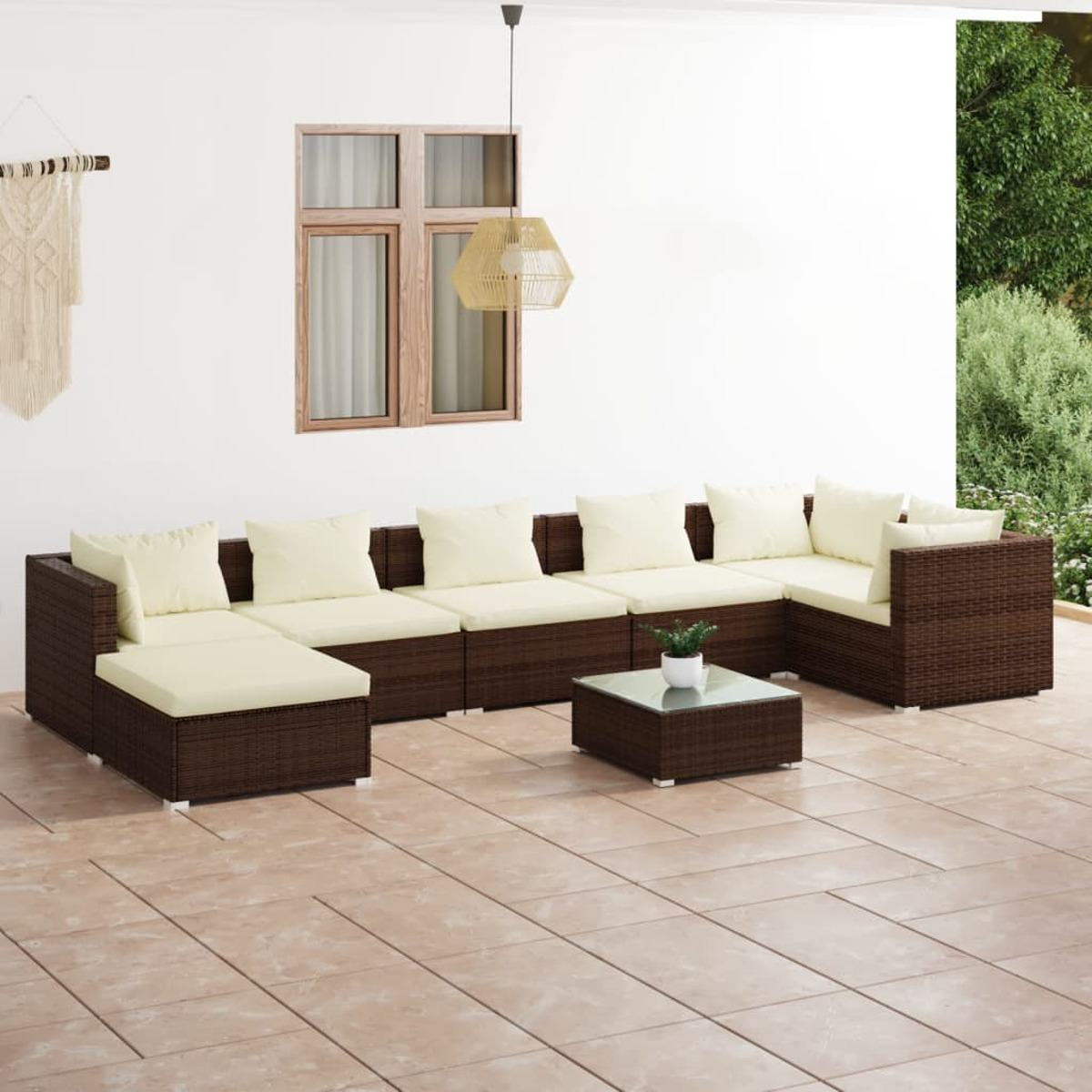 VIDAXL 3101842 Gartentisch- und Braun Stuhlset