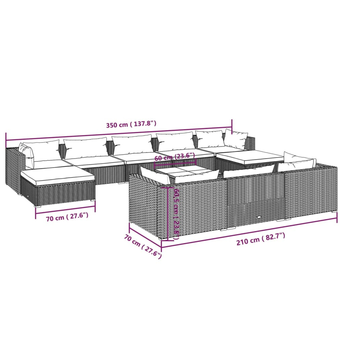 VIDAXL 3102050 Gartentisch- Stuhlset, und Braun