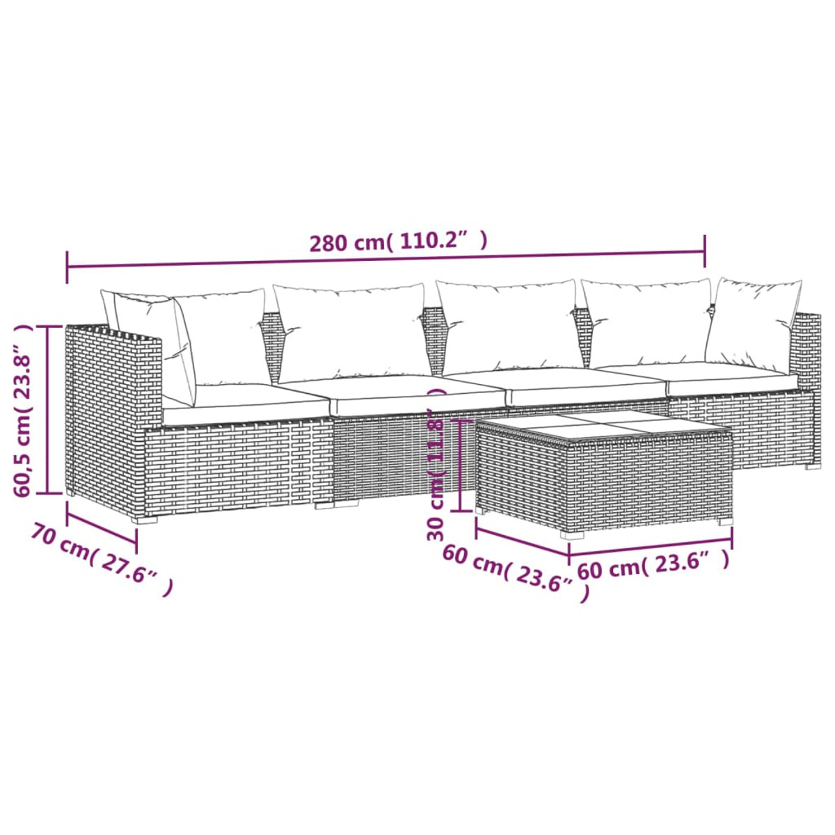 VIDAXL Stuhlset, Gartentisch- Braun 3101434 und