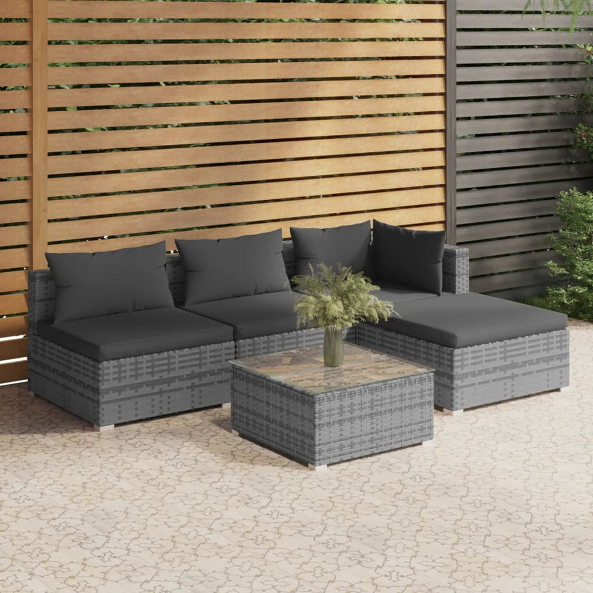 VIDAXL 3101621 Gartentisch- und Grau Stuhlset