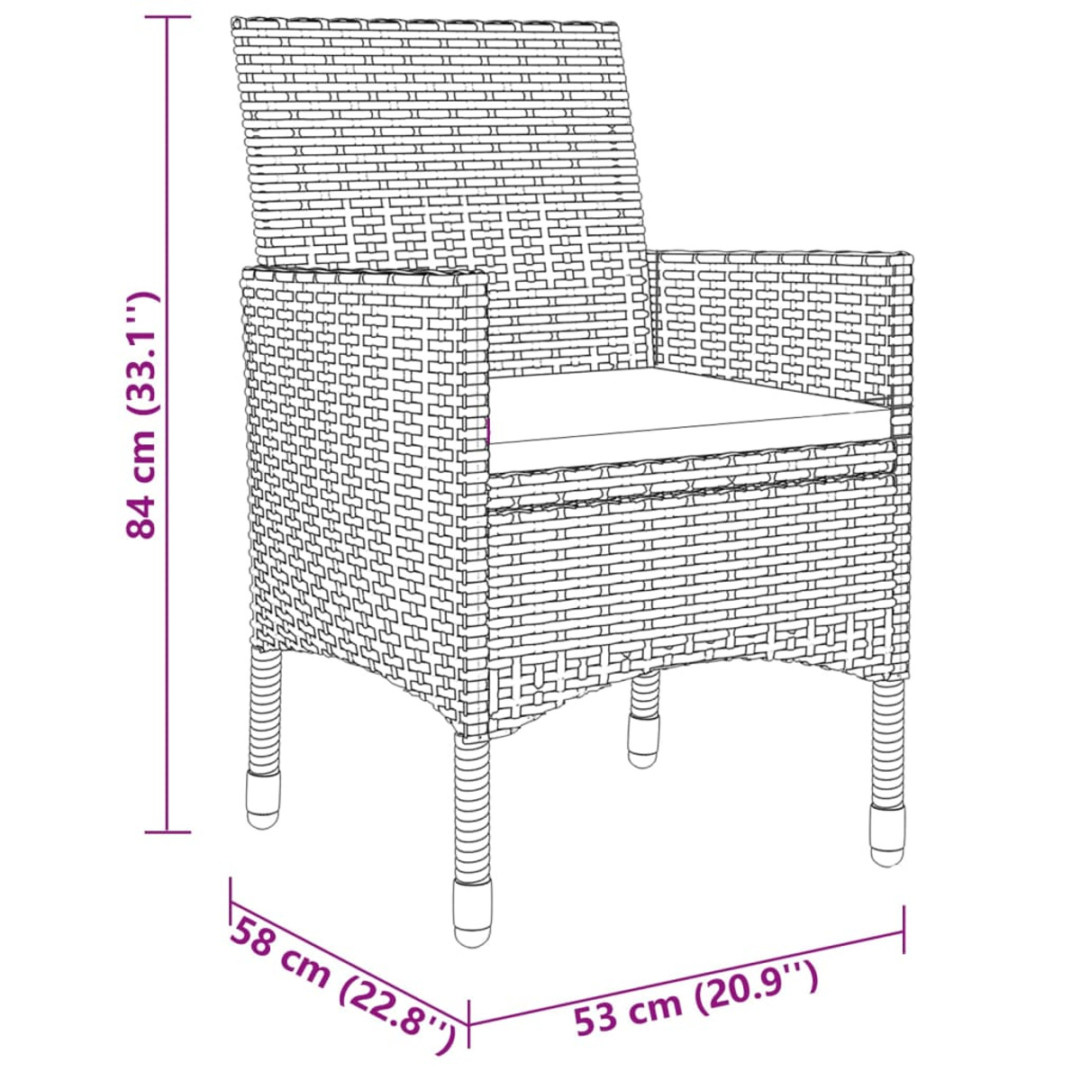 VIDAXL Stuhlset, Gartentisch- Schwarz 3058428 und