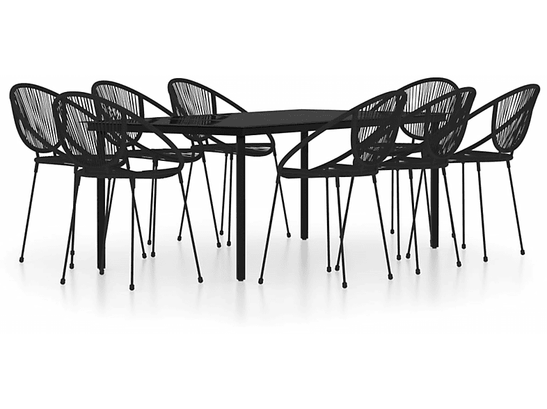 Schwarz Gartentisch- Stuhlset, VIDAXL und 3099130