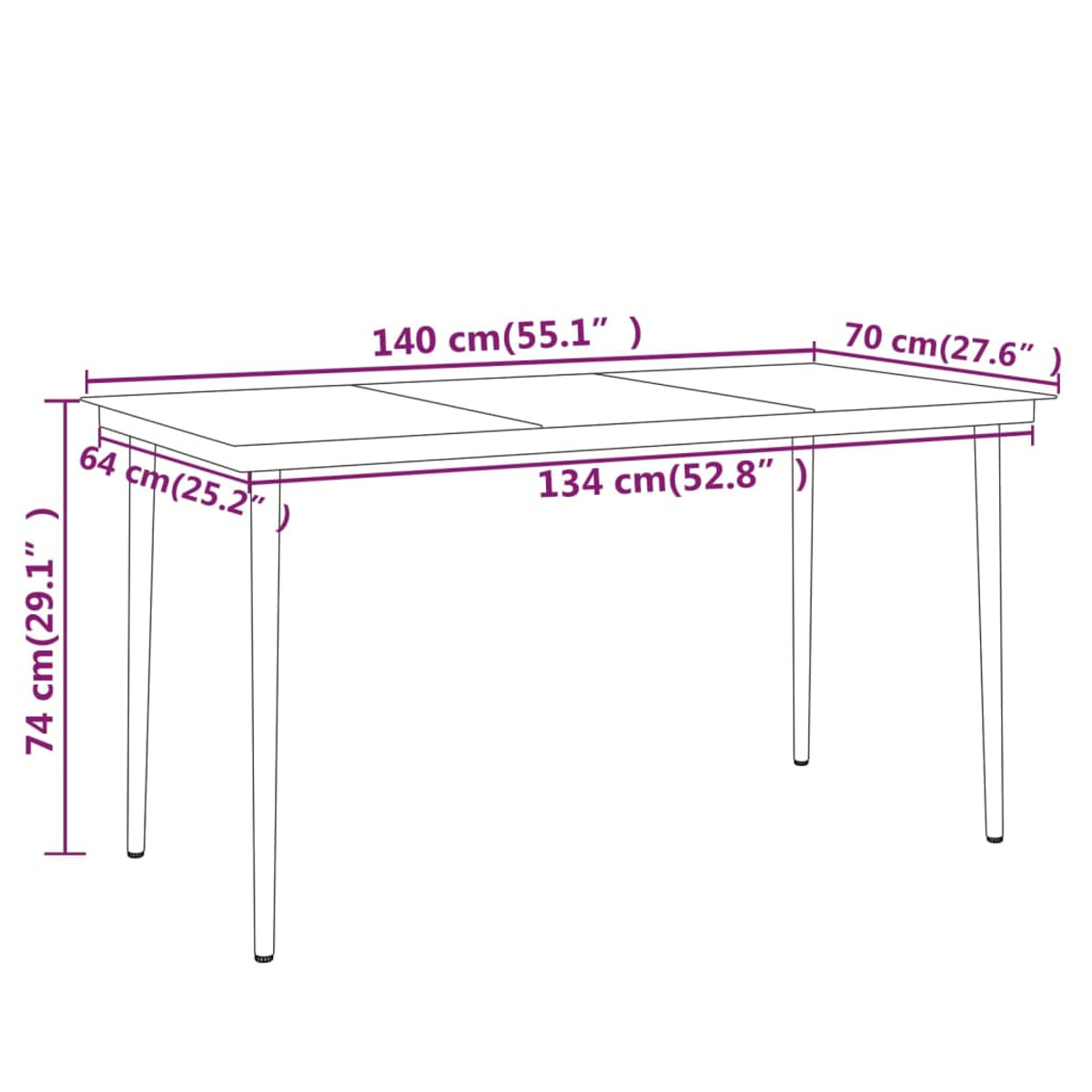 VIDAXL 3099085 Gartentisch- Schwarz und Stuhlset