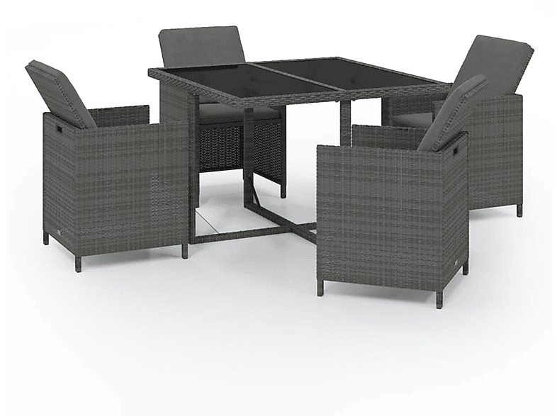 VIDAXL 3095509 Gartentisch- und Stuhlset, Grau | Gartenmöbel Sets