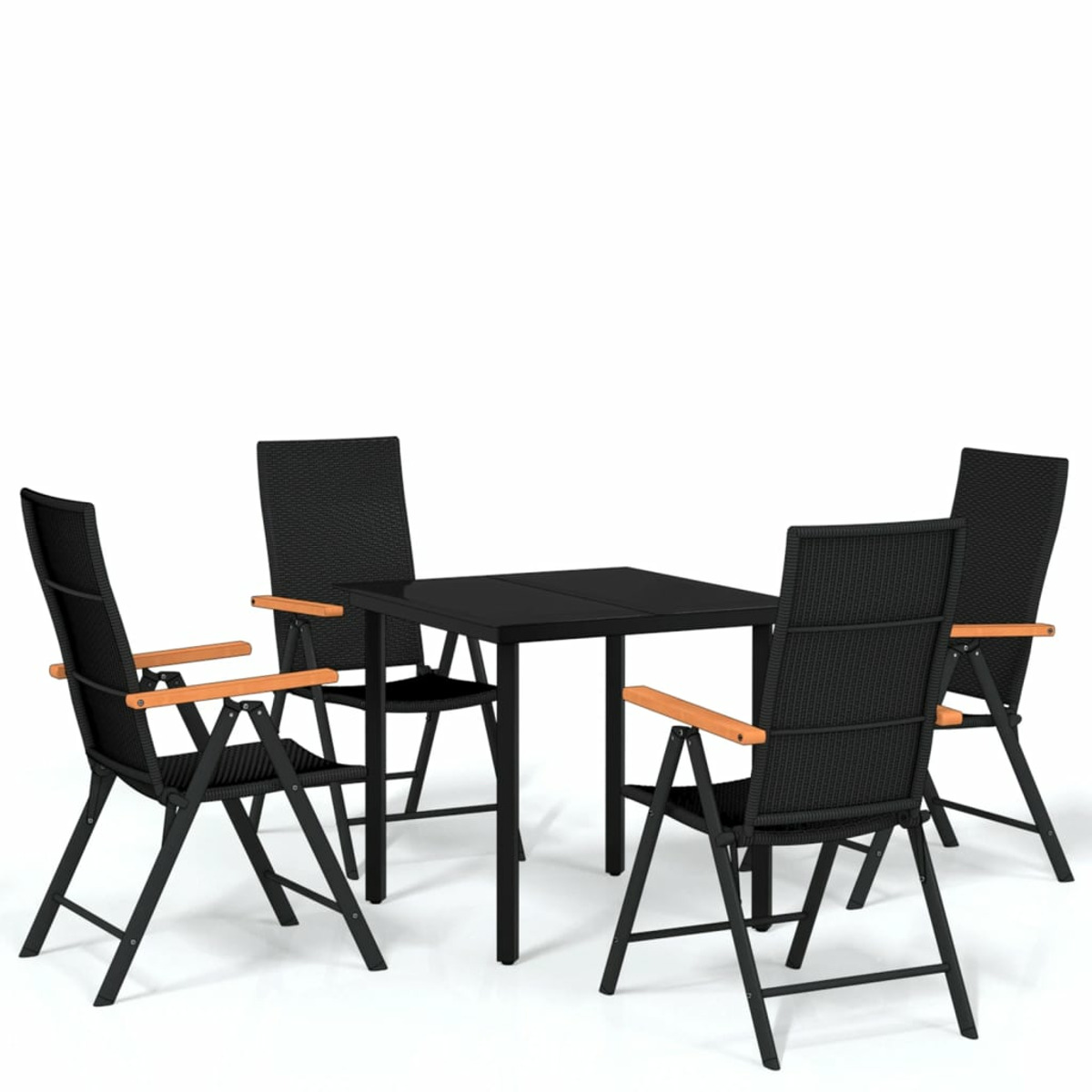 Schwarz und Gartentisch- Stuhlset, 3099114 VIDAXL