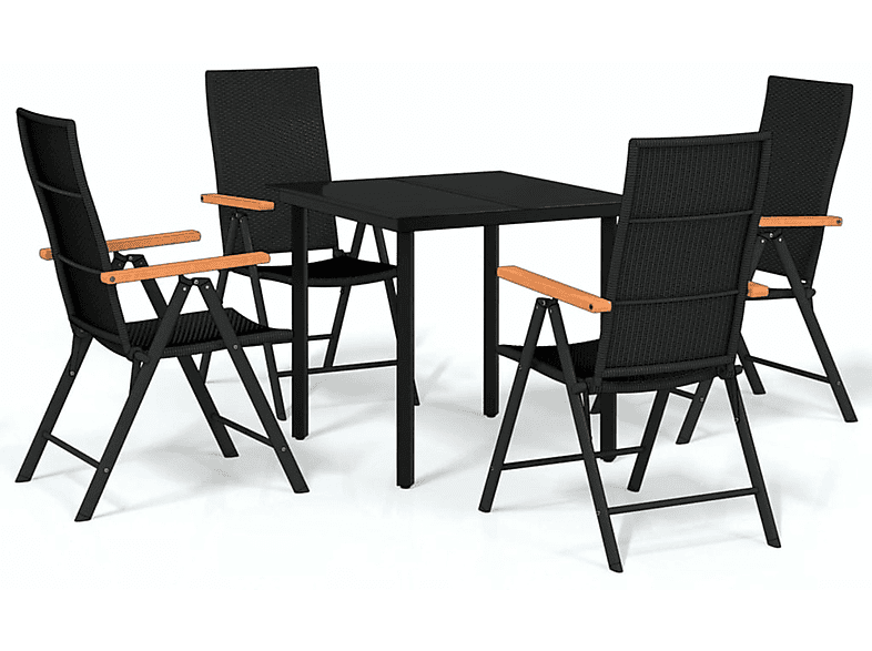 Schwarz und Gartentisch- Stuhlset, 3099114 VIDAXL