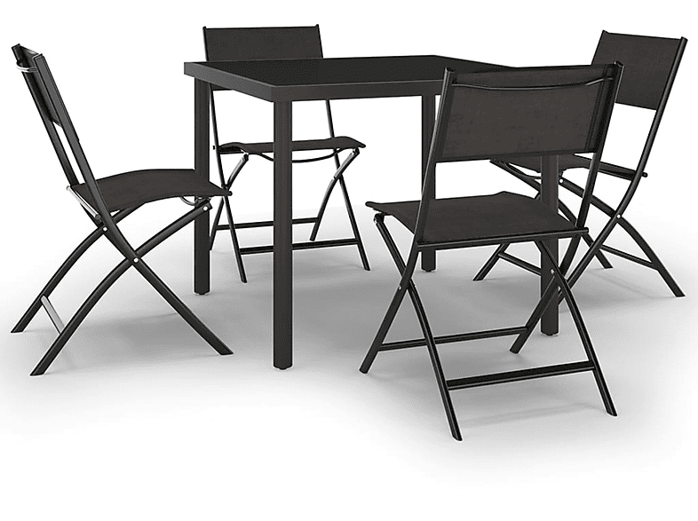 VIDAXL Gartentisch- Stuhlset, Schwarz 3073513 und